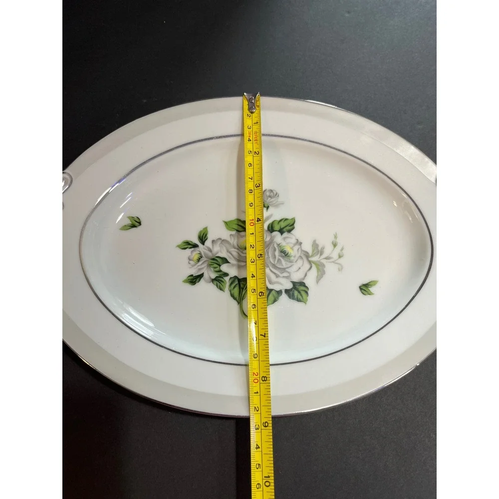 Gold Coast China First Love Oval Serving Platter White Roses Japan 12 inch